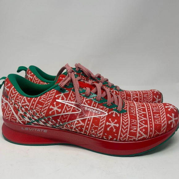 Brooks Levitate 5 Run Merry Mens Size 12.5 Running Shoes Christmas Sweater - Picture 4 of 10